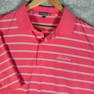 Peter Millar Summer Comfort Sea Island Coral Stripe Golf Polo Shirt Mens XL